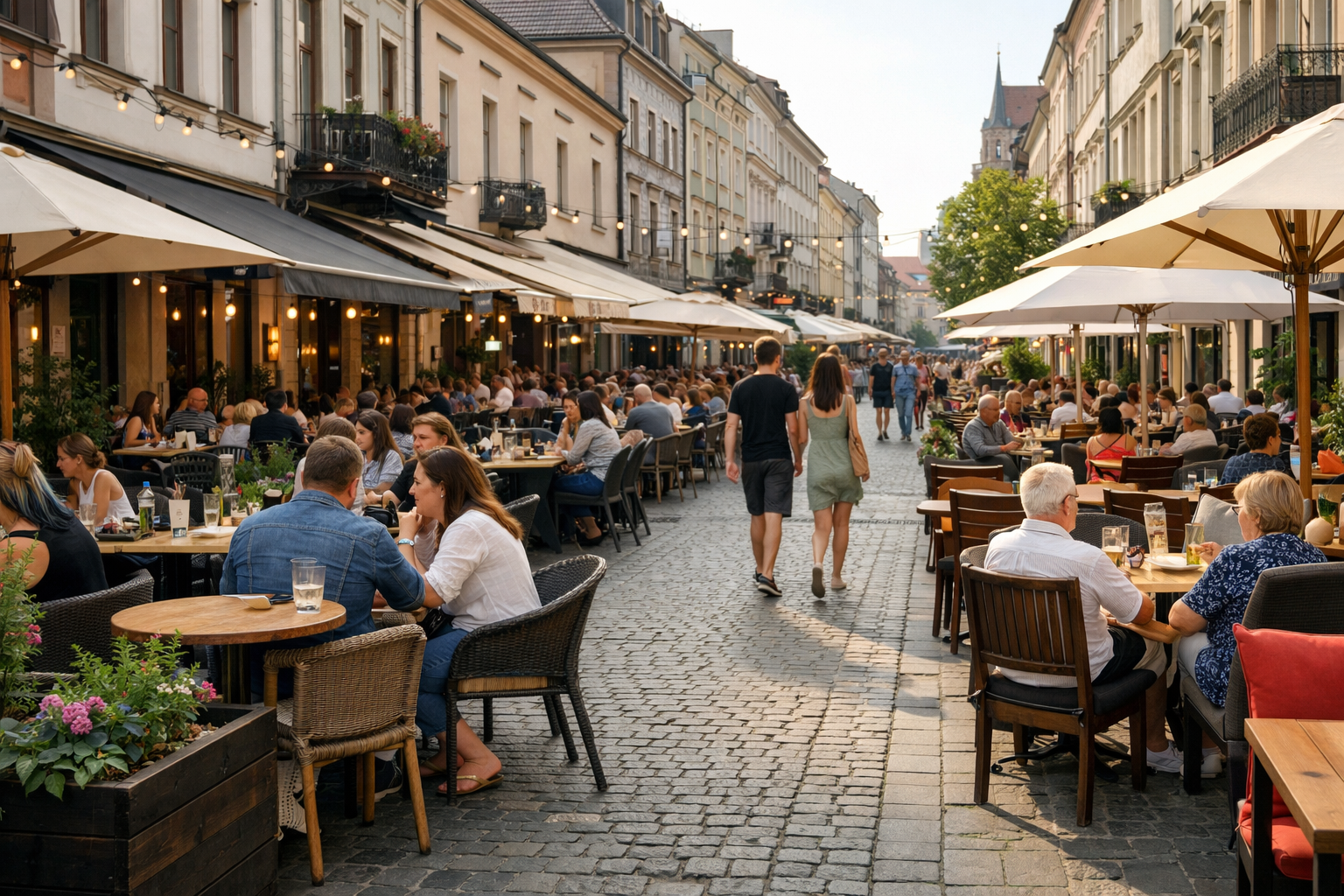 Restauracje i kawiarnie przy ulicy w Polsce