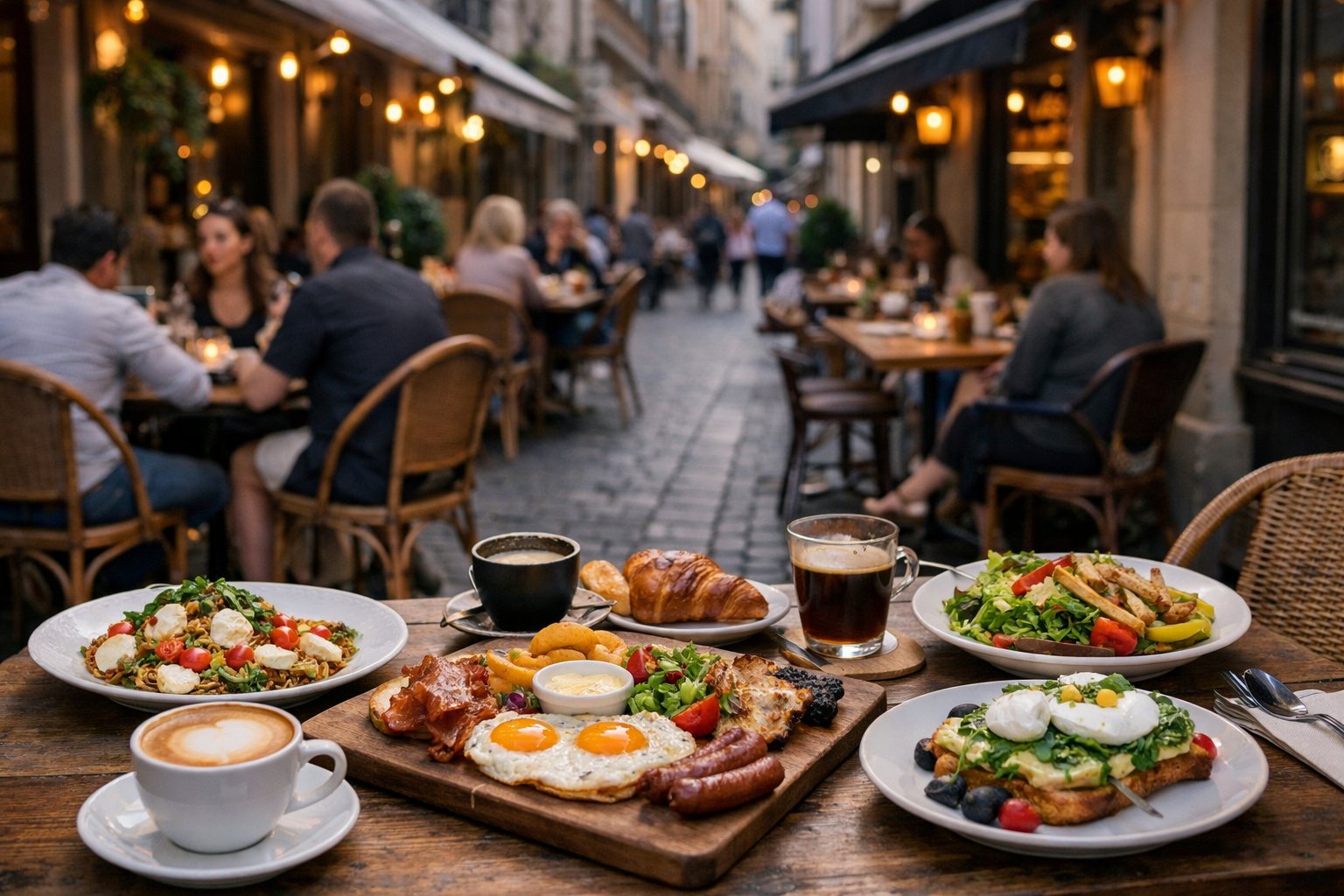 Restauracja i kawiarnia przy miejskiej ulicy